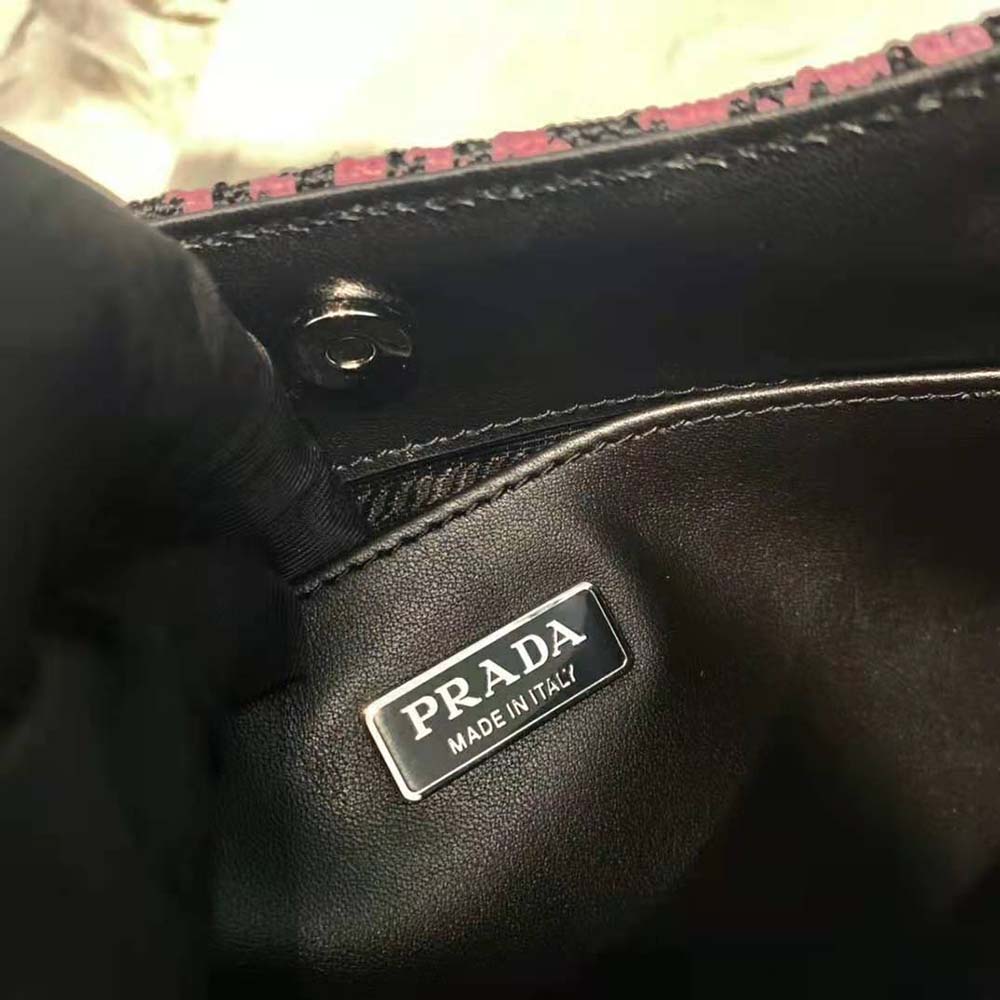 Prada Women Cleo Jacquard Knit and Leather Bag-Pink - image 9