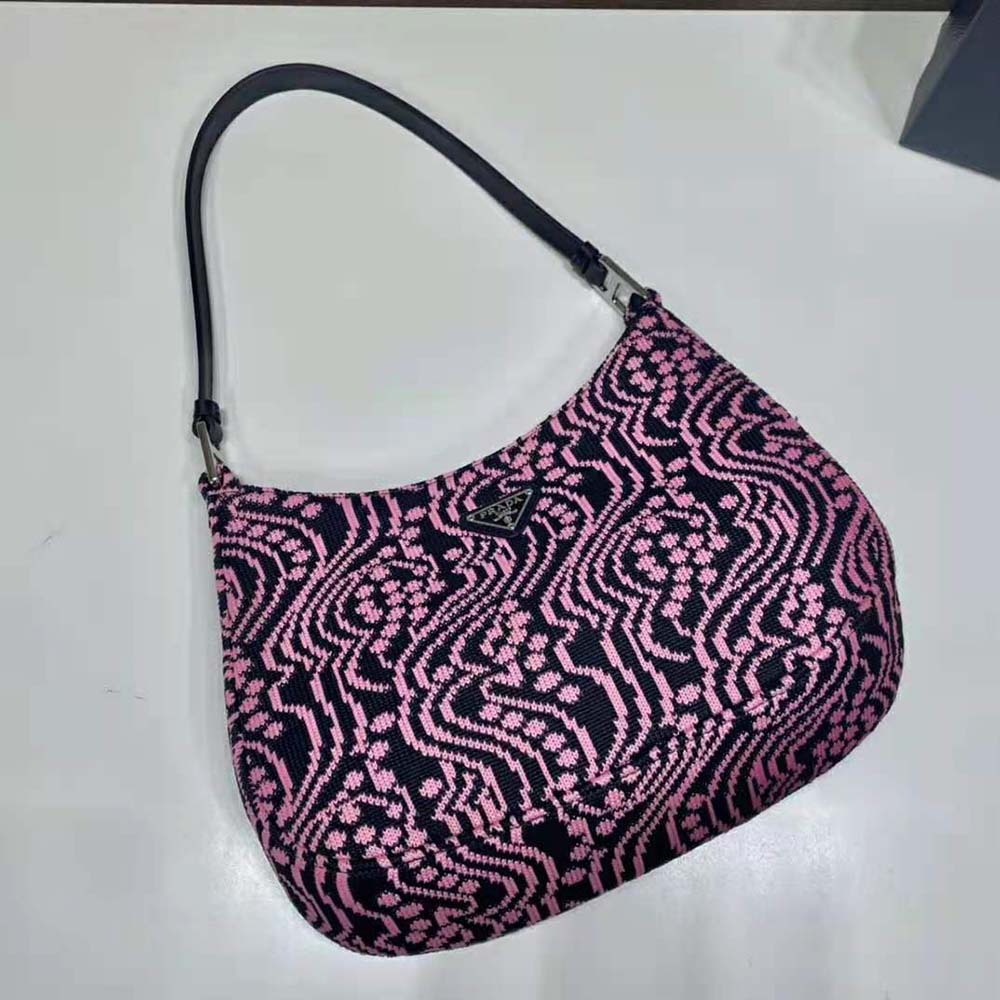 Prada Women Cleo Jacquard Knit and Leather Bag-Pink - image 5