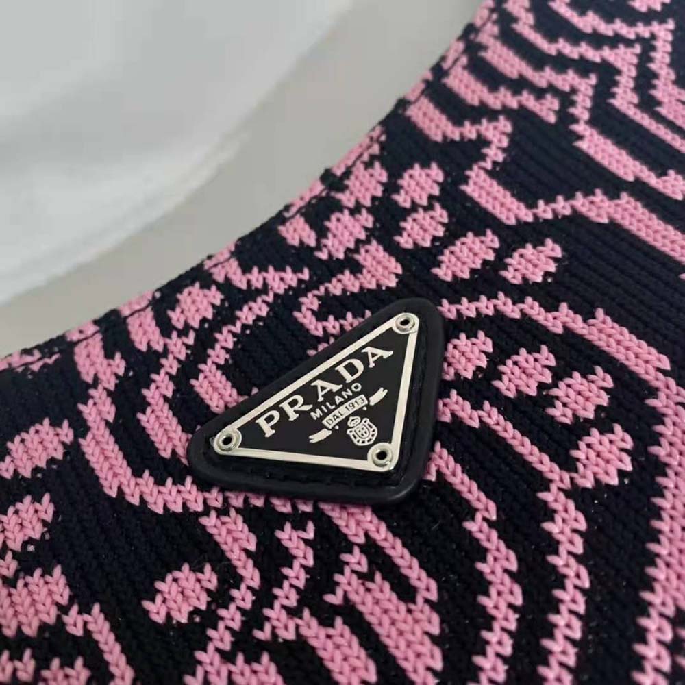 Prada Women Cleo Jacquard Knit and Leather Bag-Pink - image 8