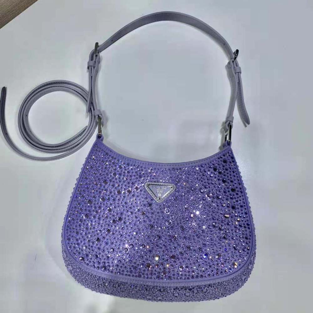 Prada Women Cleo Satin Bag with Appliques-Purple - image 6