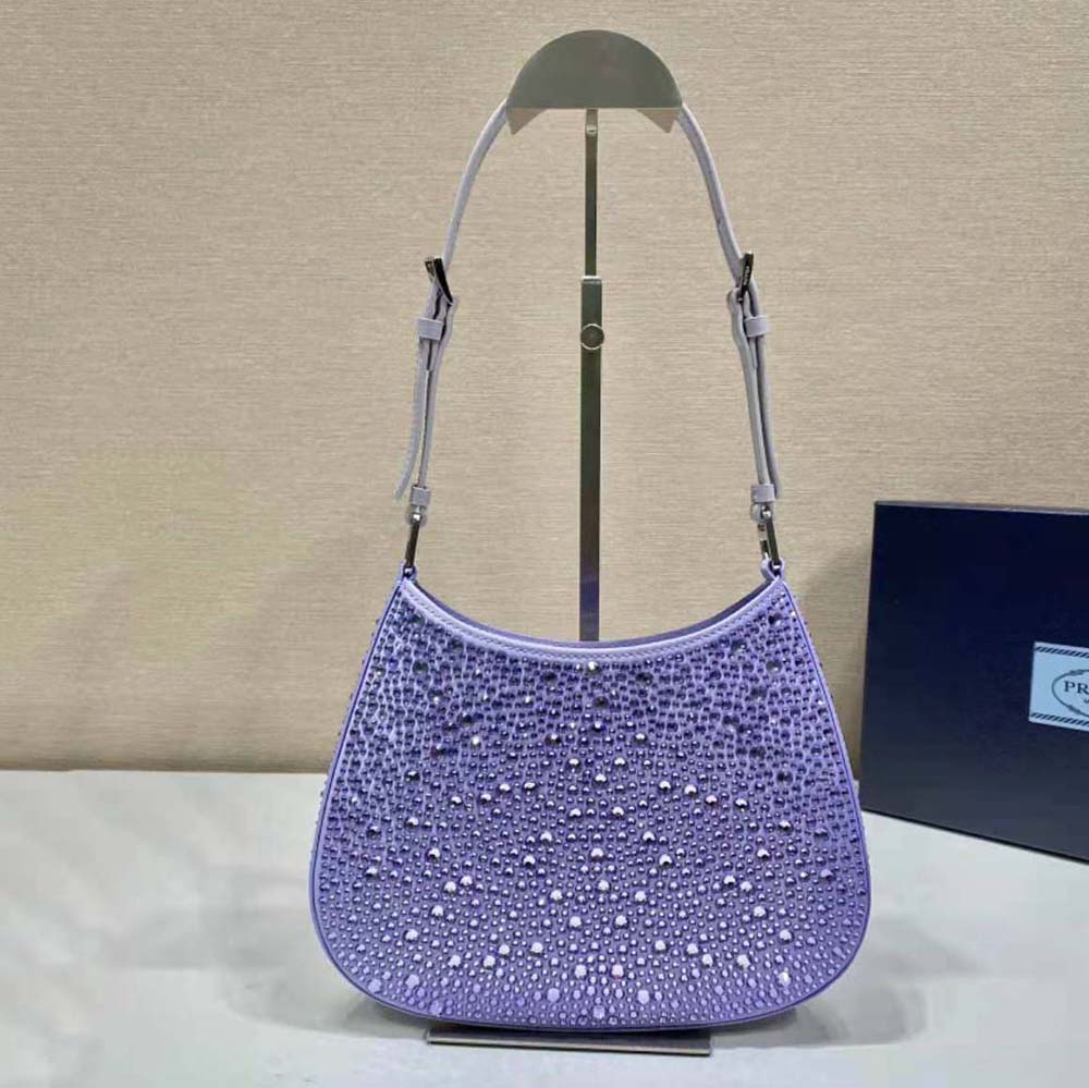 Prada Women Cleo Satin Bag with Appliques-Purple - image 4
