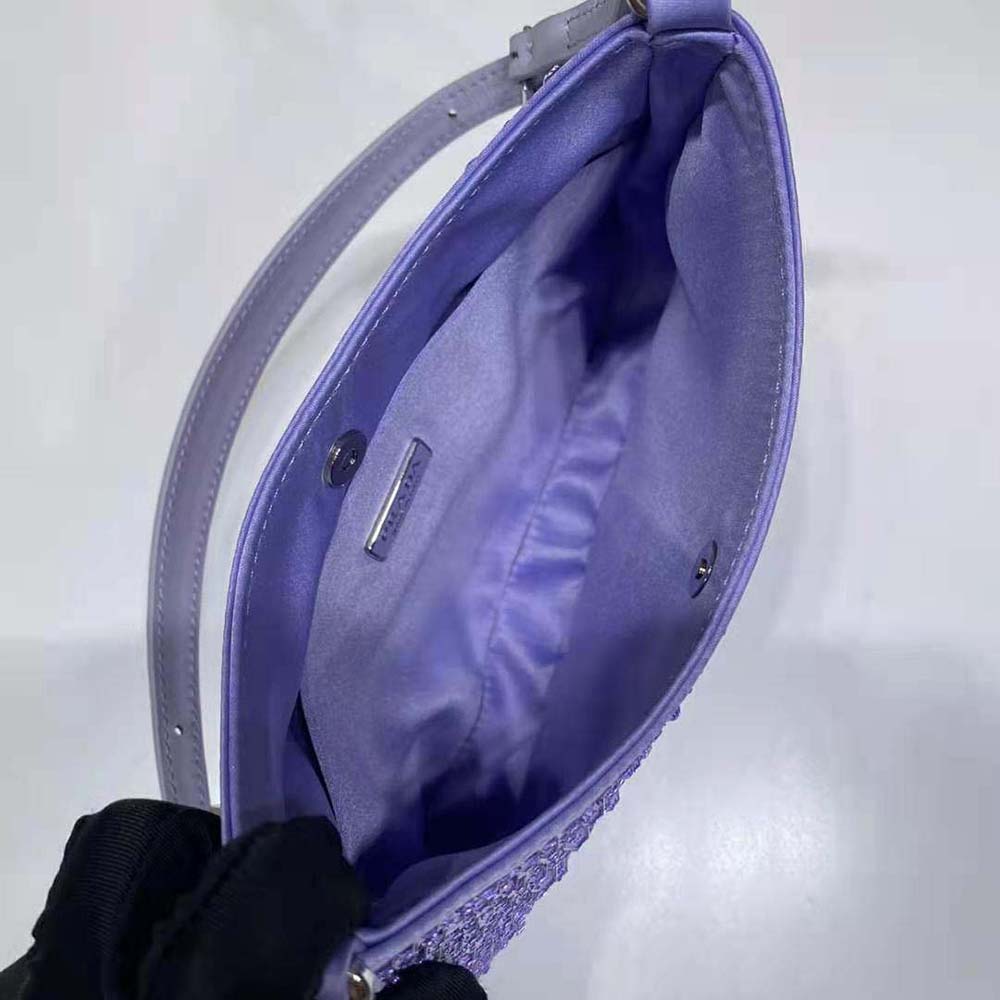 Prada Women Cleo Satin Bag with Appliques-Purple - image 9