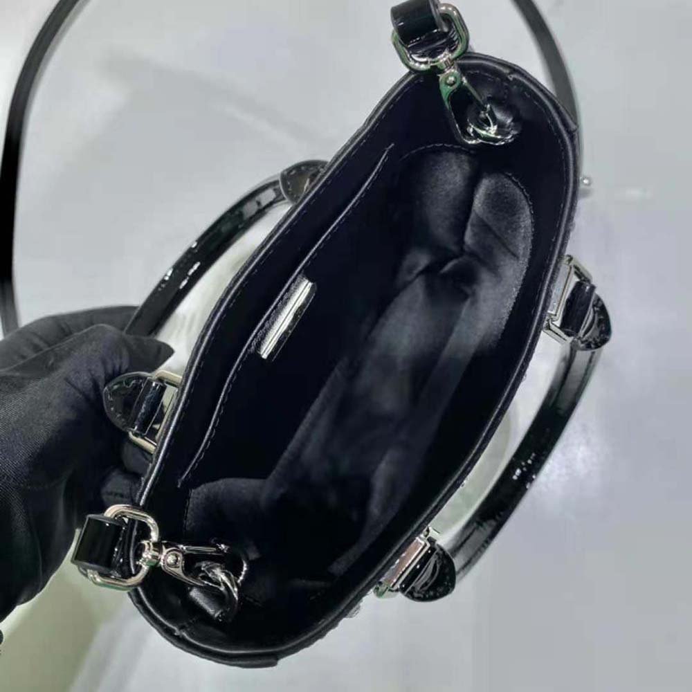 Prada Women Small Crystal-Studded Satin Tote Bag-Black - image 9