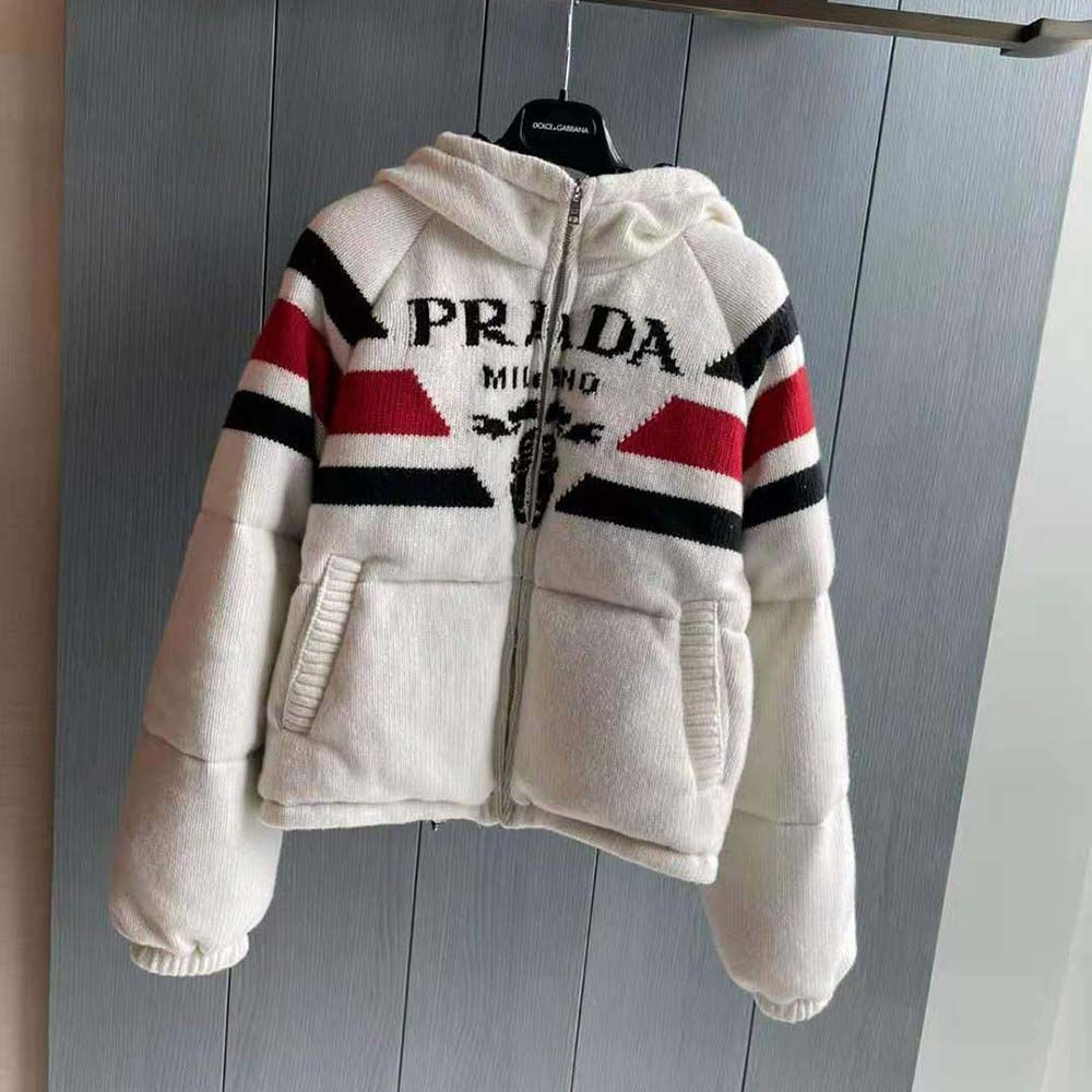 Side angle highlighting tailored silhouette of Prada Women Sporty Soul Jacket