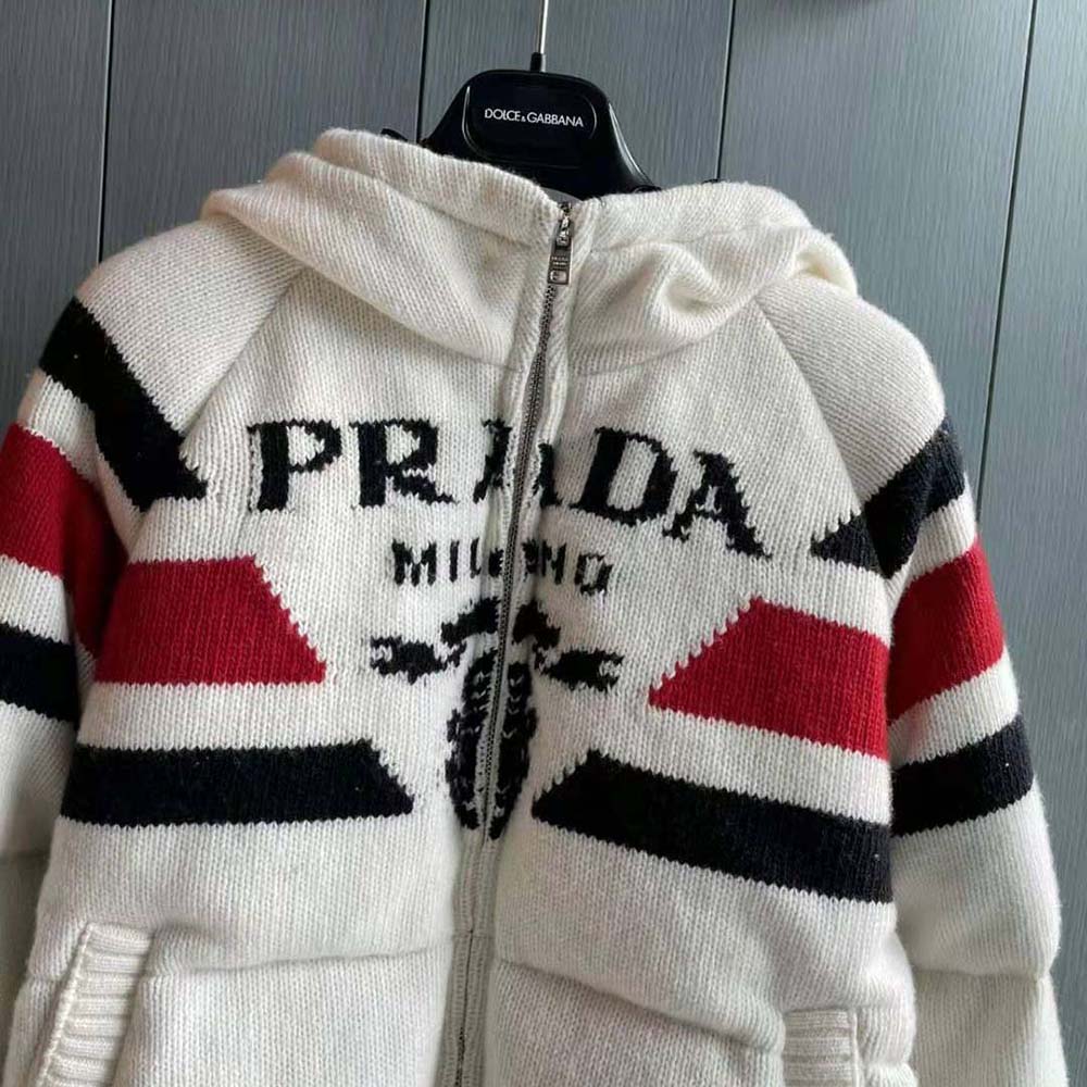 Prada Women Sporty Soul Cashmere Down Jacket-White - image 5