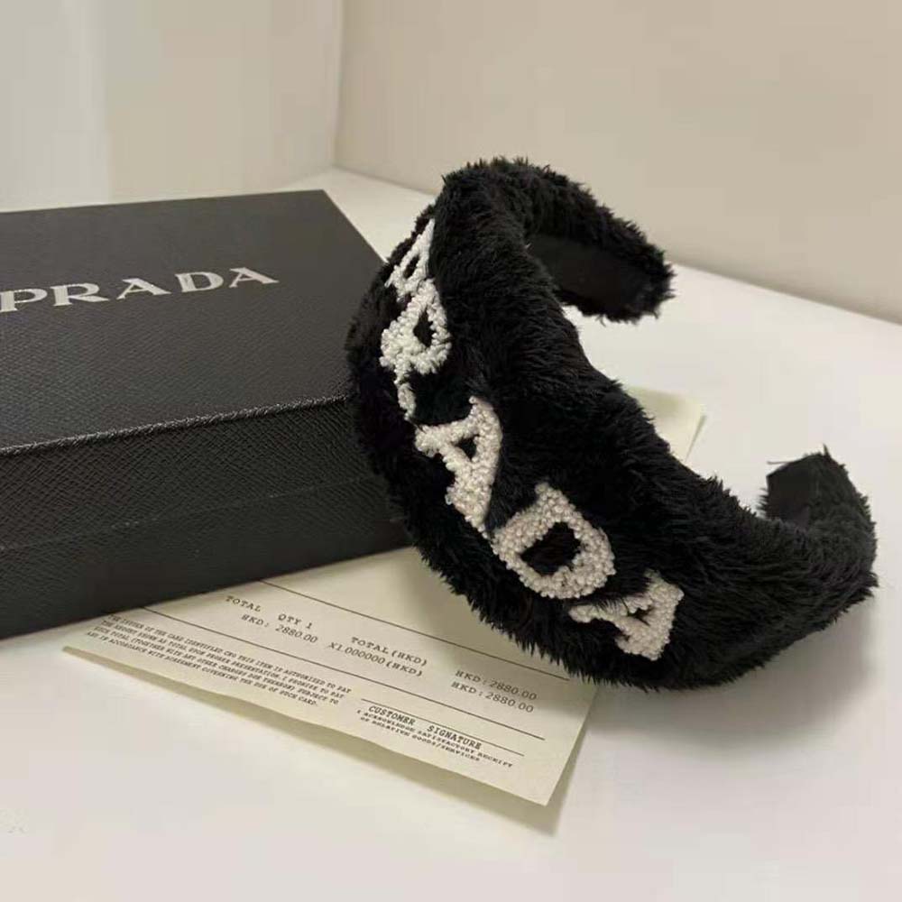 Prada Women Terrycloth Headband with A Beguiling Rounded Design - image 7
