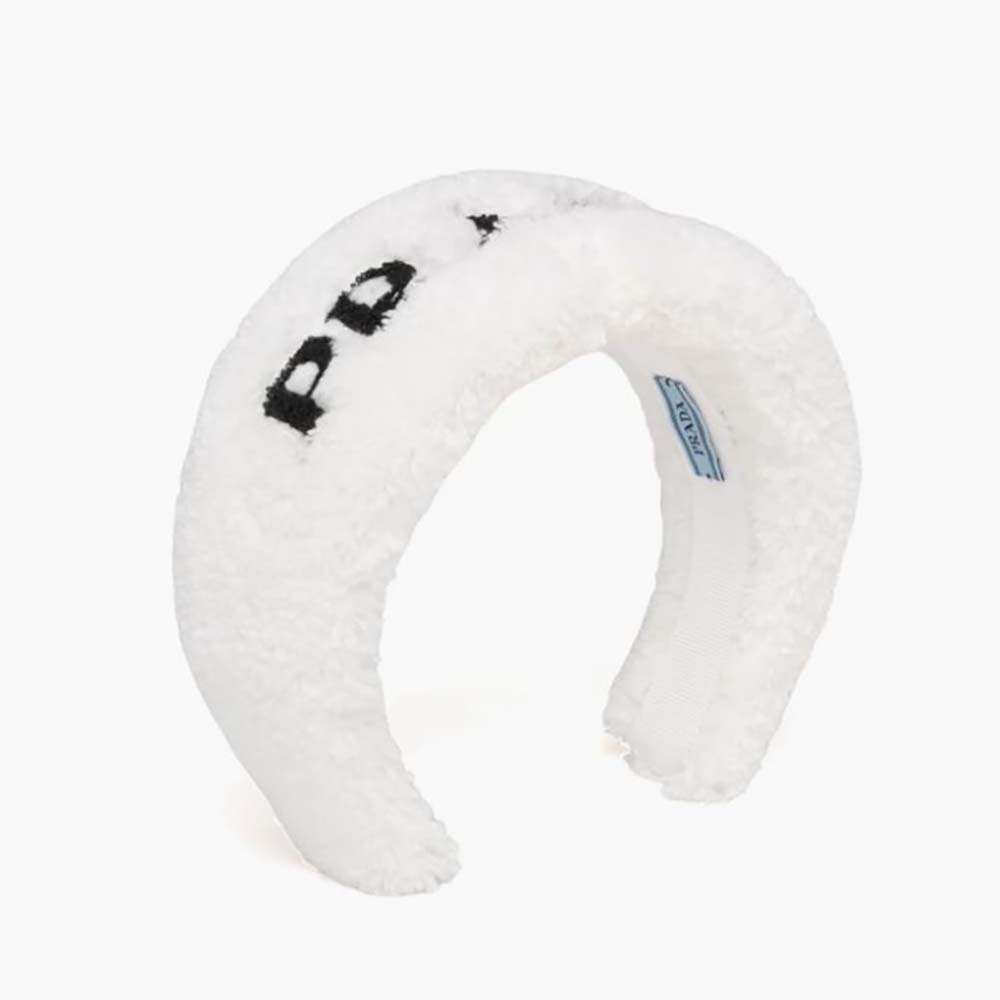 Front view of Prada Women Terrycloth Headband with Beguiling Rounded Design