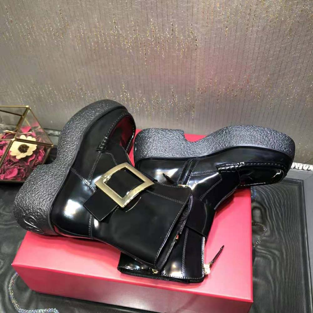 Roger Vivier Women Viv Rangers Platform Metal Buckle Boots in Leather - image 6