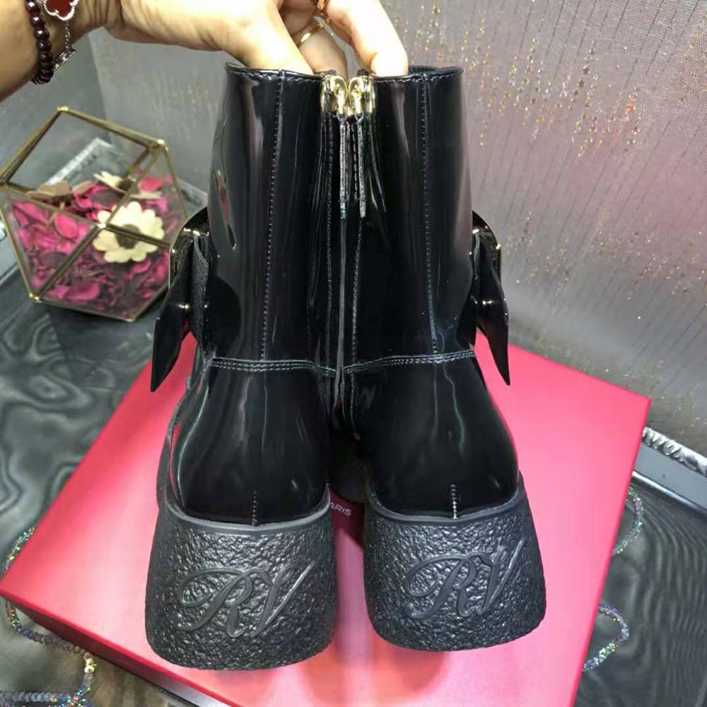 Roger Vivier Women Viv Rangers Platform Metal Buckle Boots in Leather - image 9