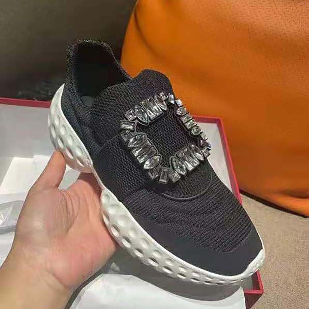Roger Vivier Women Viv’ Run Light Strass Buckle Sneakers in Fabrics-Black - image 8