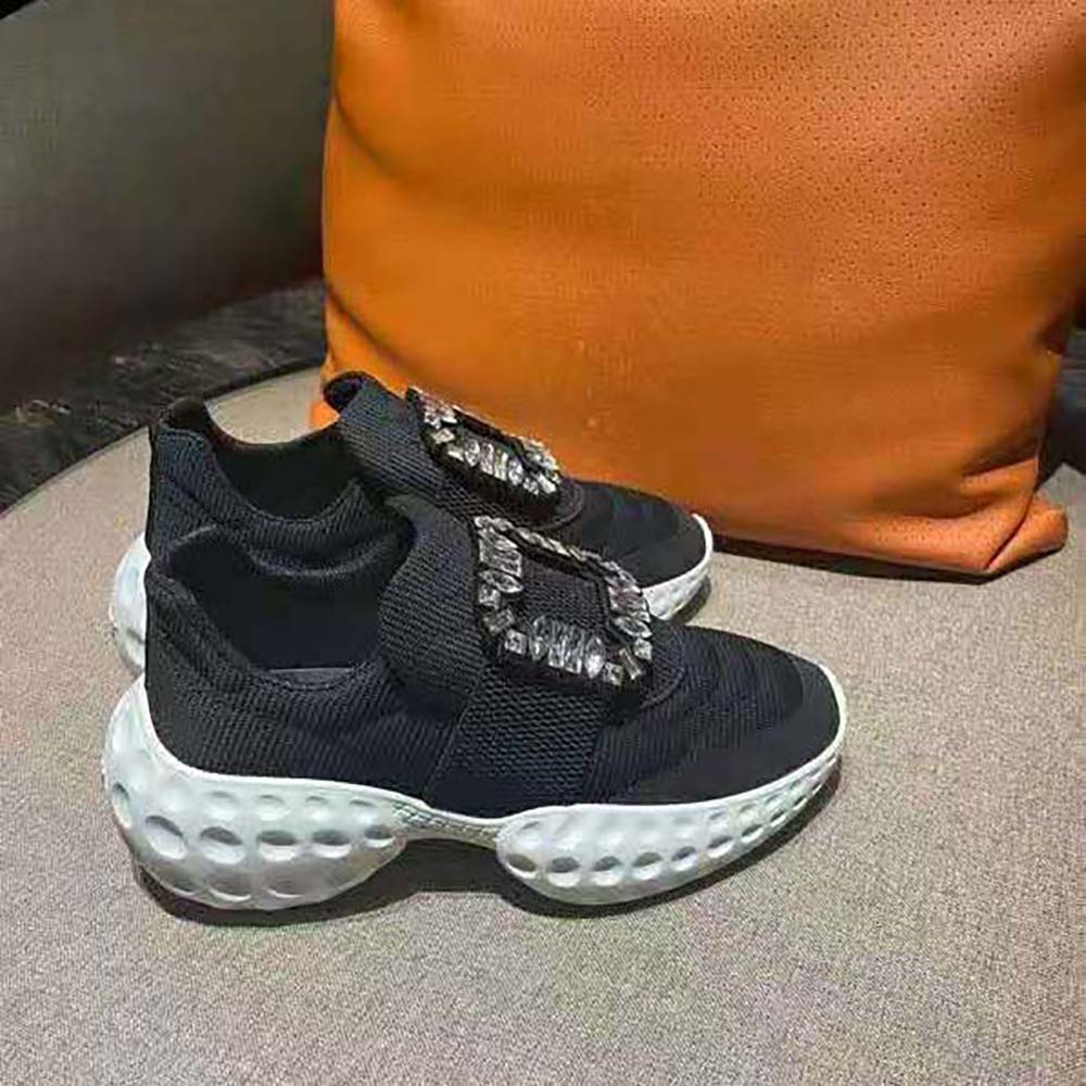 Roger Vivier Women Viv’ Run Light Strass Buckle Sneakers in Fabrics-Black - image 4