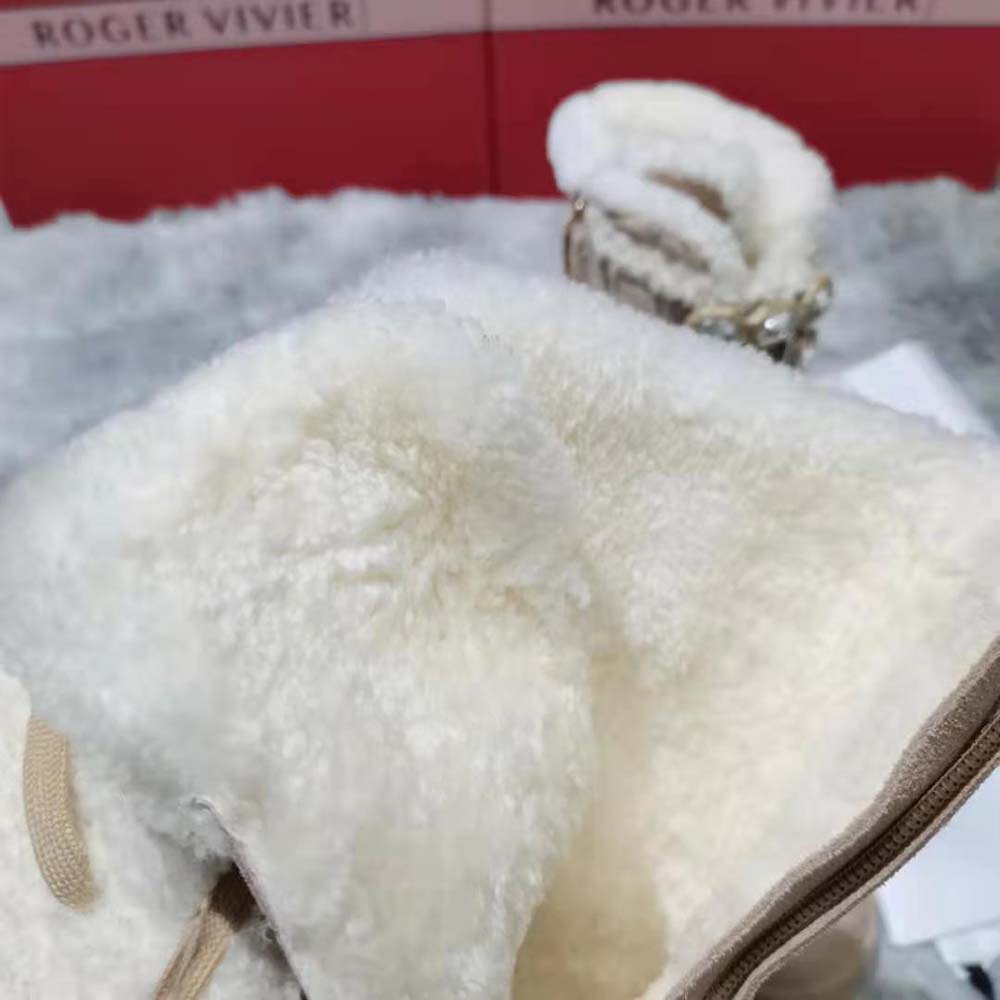 Roger Vivier Women Walky Viv’ Lace Up Shearling Strass Buckle Booties in Suede - image 9