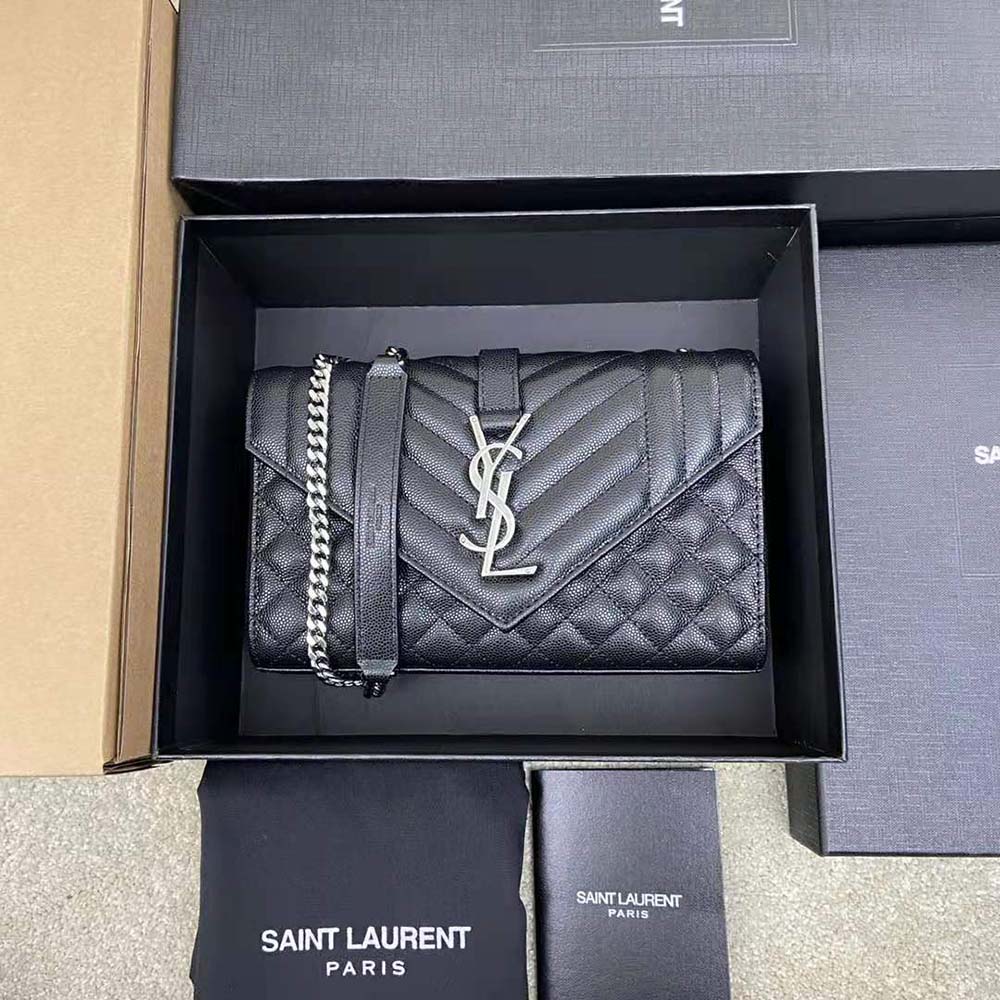 Saint Laurent YSL Women Envelope Small Bag in Mix Matelasse Grain DE Poudre Embossed Leather - image 2