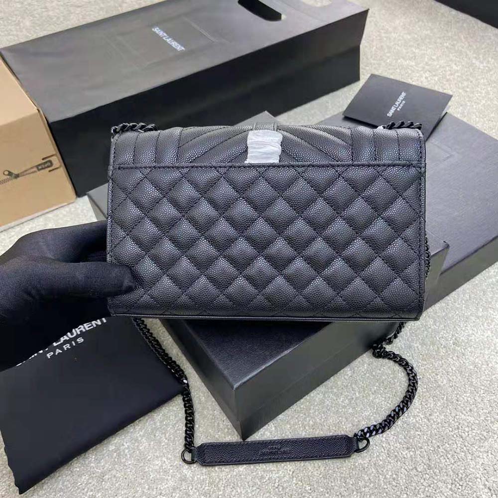 Saint Laurent YSL Women Envelope Small Bag in Mix Matelasse Grain DE Poudre Embossed Leather-Black - image 5