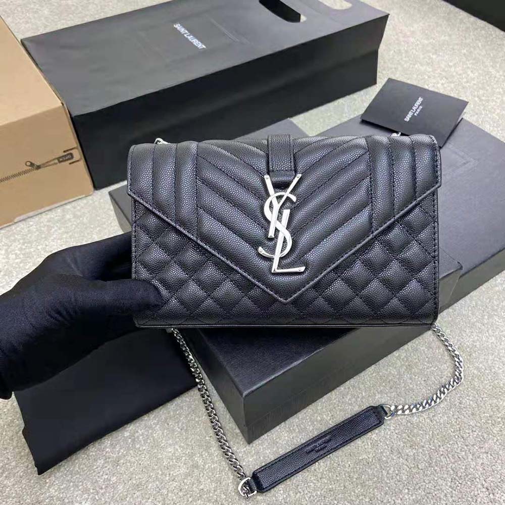 Saint Laurent YSL Women Envelope Small Bag in Mix Matelasse Grain DE Poudre Embossed Leather - image 3