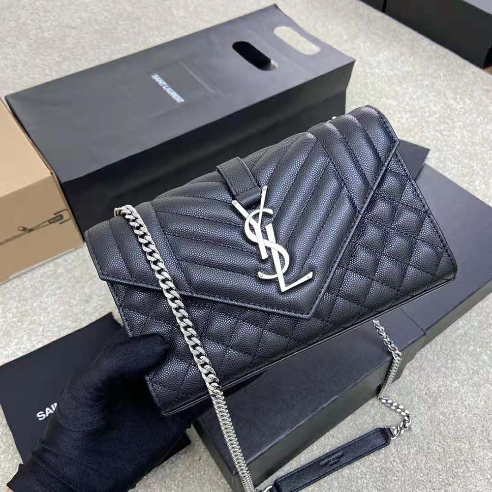 Saint Laurent YSL Women Envelope Small Bag in Mix Matelasse Grain DE Poudre Embossed Leather - image 5