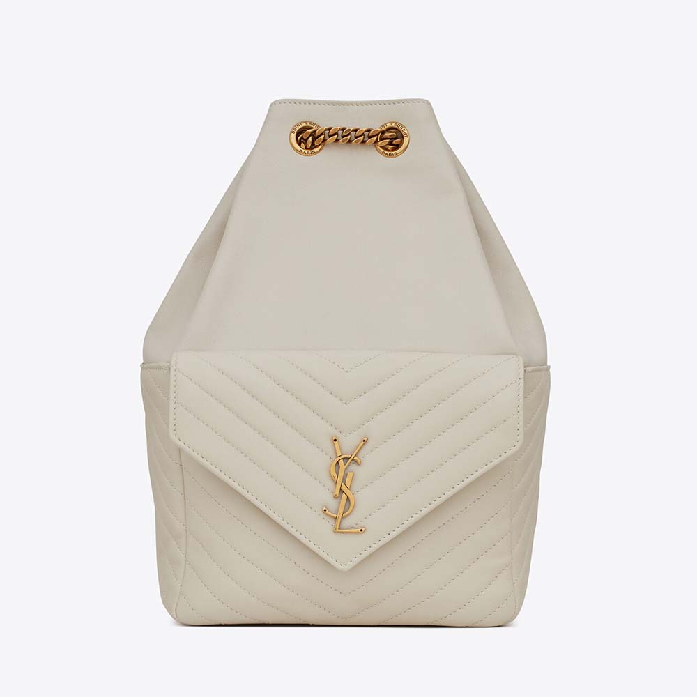 Saint Laurent YSL Women Joe Backpack in Lambskin-White - image 1