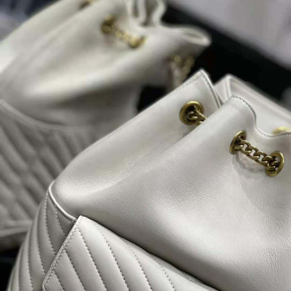 Saint Laurent YSL Women Joe Backpack in Lambskin-White - image 9