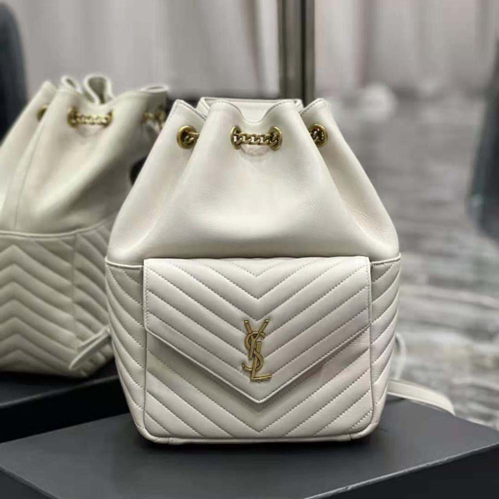 Saint Laurent YSL Women Joe Backpack in Lambskin-White - image 2