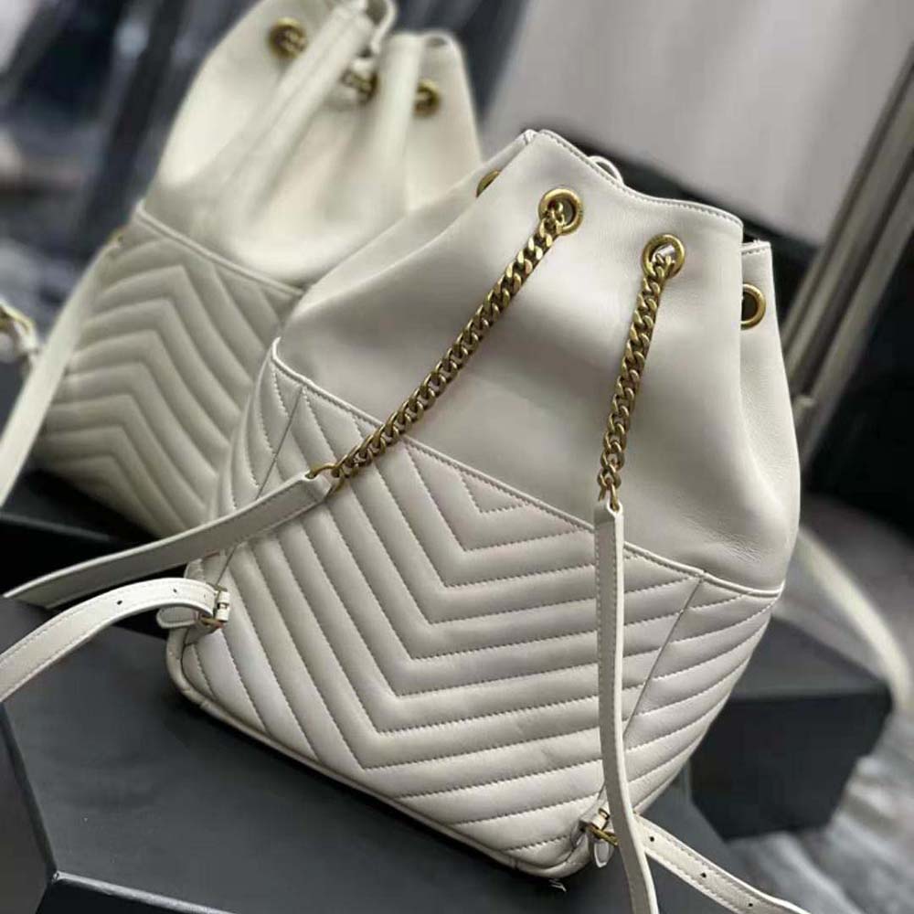 Saint Laurent YSL Women Joe Backpack in Lambskin-White - image 5