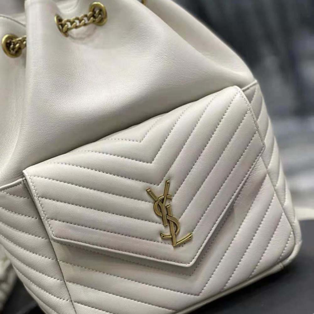 Saint Laurent YSL Women Joe Backpack in Lambskin-White - image 7