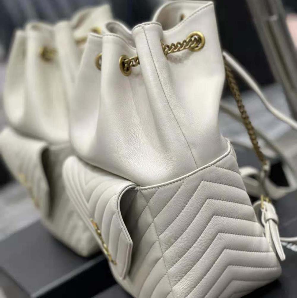 Saint Laurent YSL Women Joe Backpack in Lambskin-White - image 8