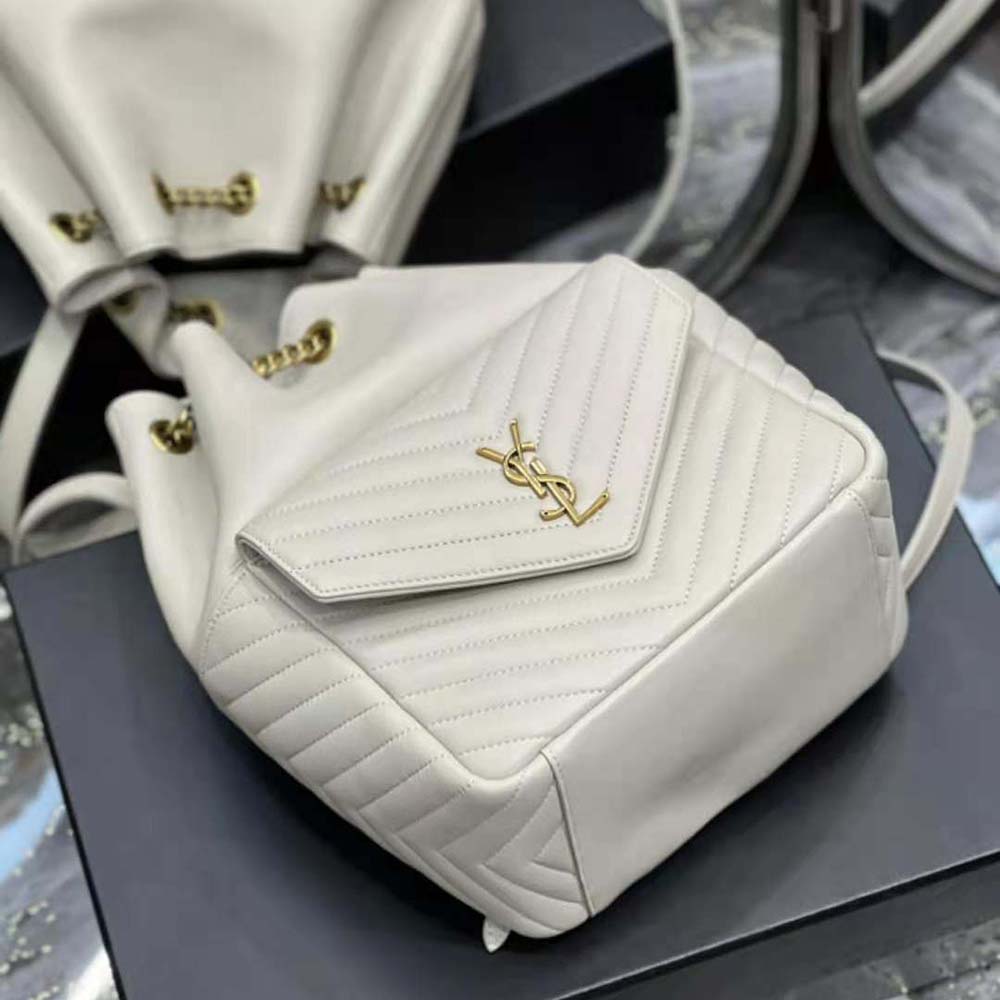 Saint Laurent YSL Women Joe Backpack in Lambskin-White - image 4