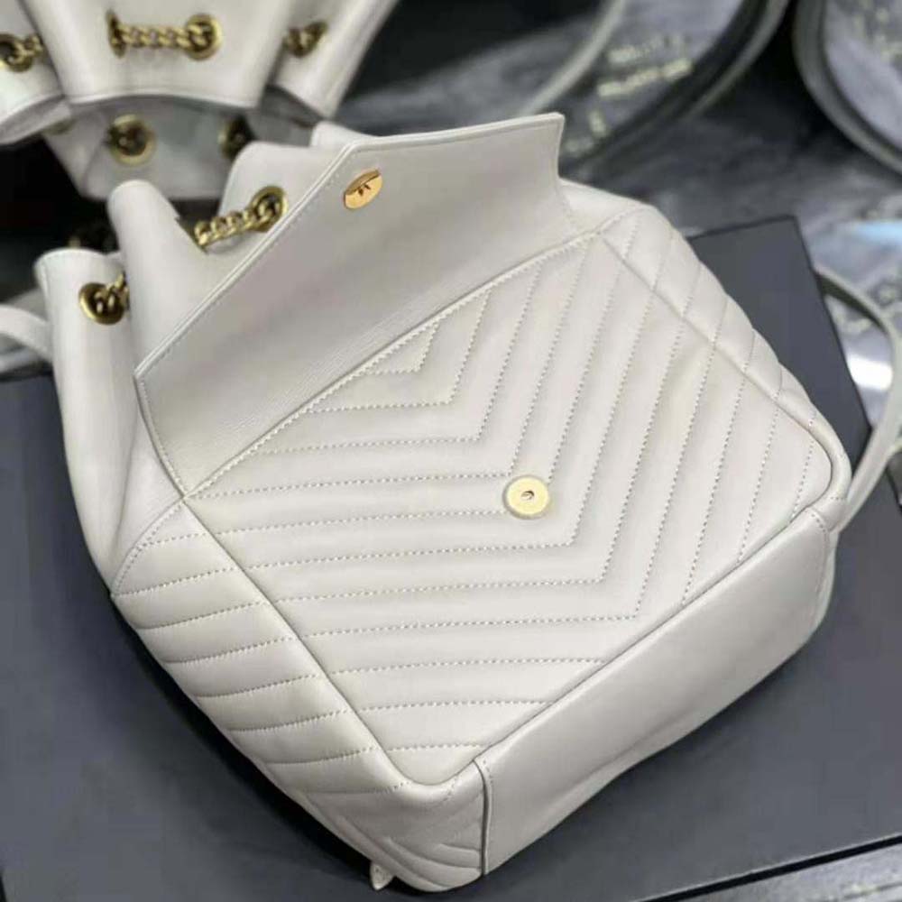 Saint Laurent YSL Women Joe Backpack in Lambskin-White - image 6