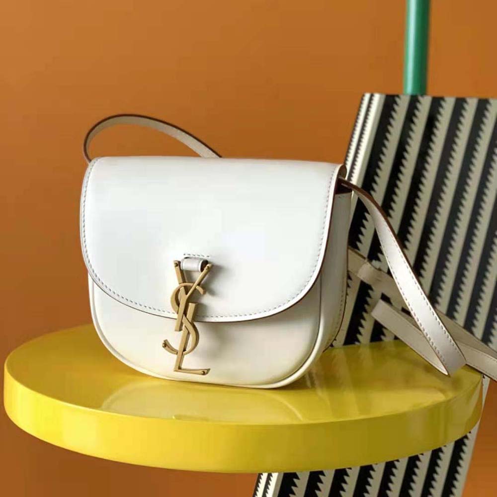 Saint Laurent YSL Women Kaia Small Satchel in Smooth Leather-White - image 2