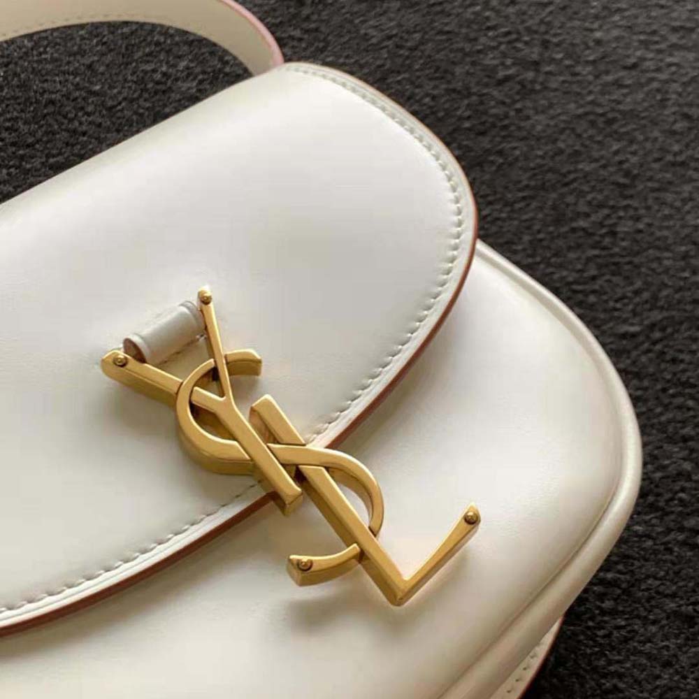 Saint Laurent YSL Women Kaia Small Satchel in Smooth Leather-White - image 8