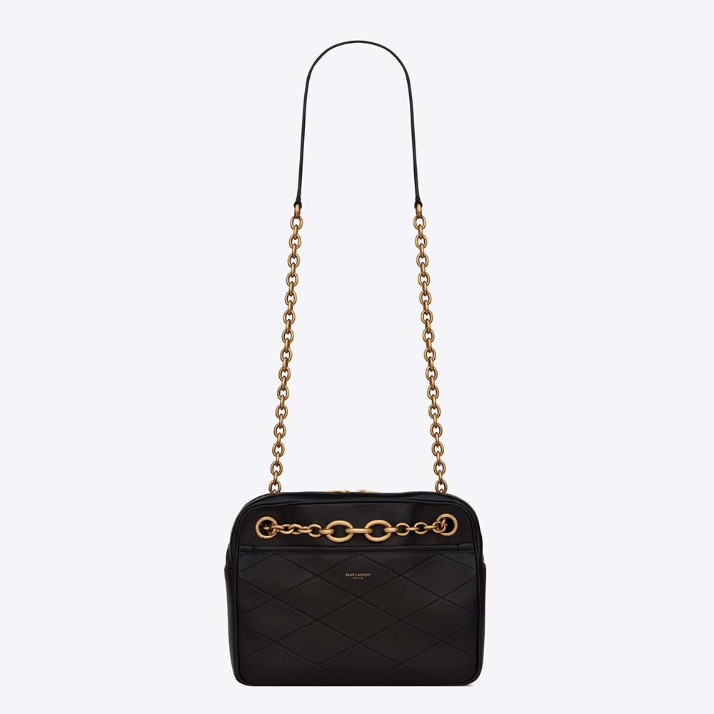 Saint Laurent YSL Women Le Maillon Small Chain Bag in Quilted Lambskin-Black