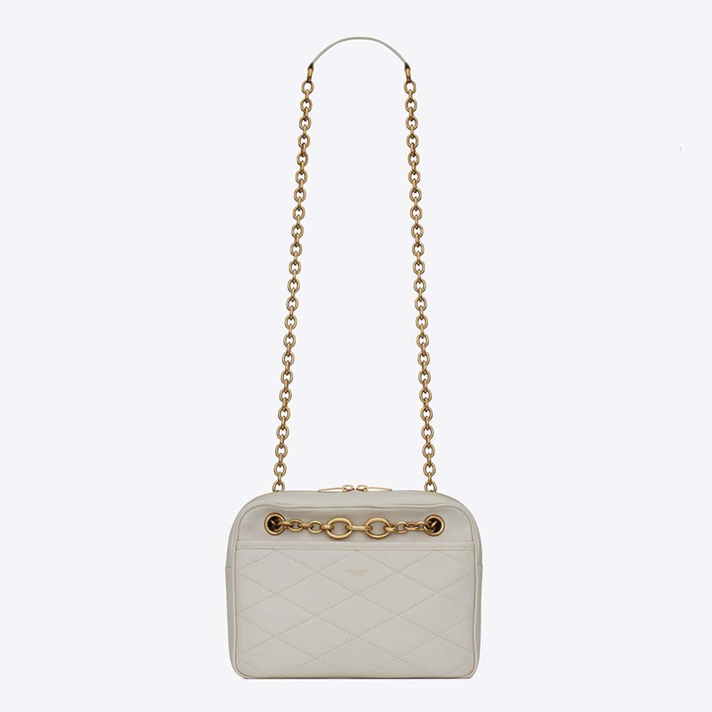 Saint Laurent YSL Women Le Maillon Small Chain Bag in Quilted Lambskin-White - image 1