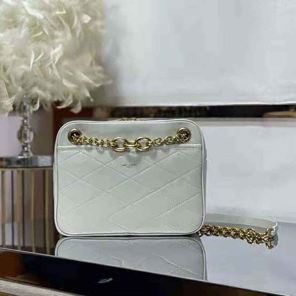 Saint Laurent YSL Women Le Maillon Small Chain Bag in Quilted Lambskin-White - image 2