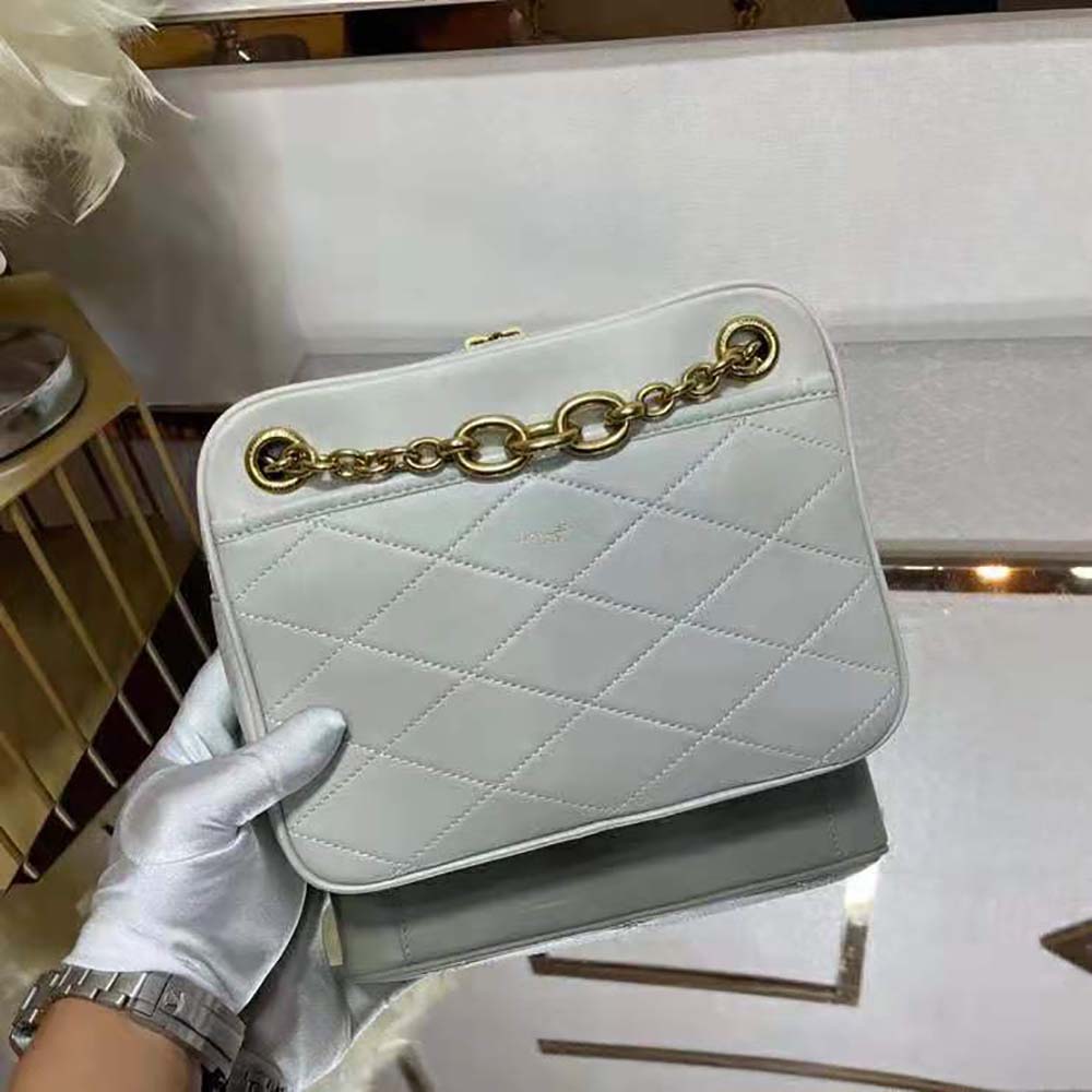 Saint Laurent YSL Women Le Maillon Small Chain Bag in Quilted Lambskin-White - image 4