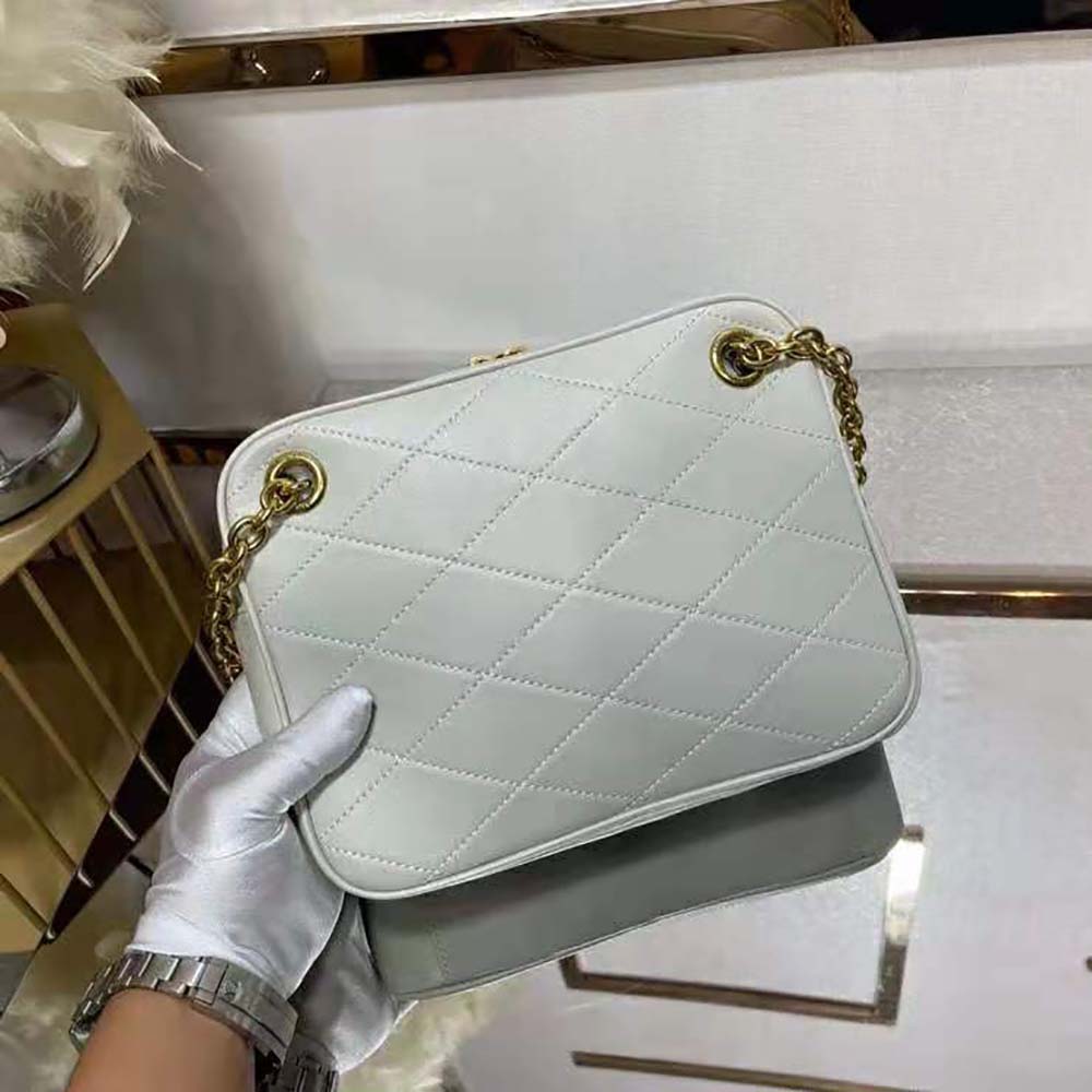 Saint Laurent YSL Women Le Maillon Small Chain Bag in Quilted Lambskin-White - image 3