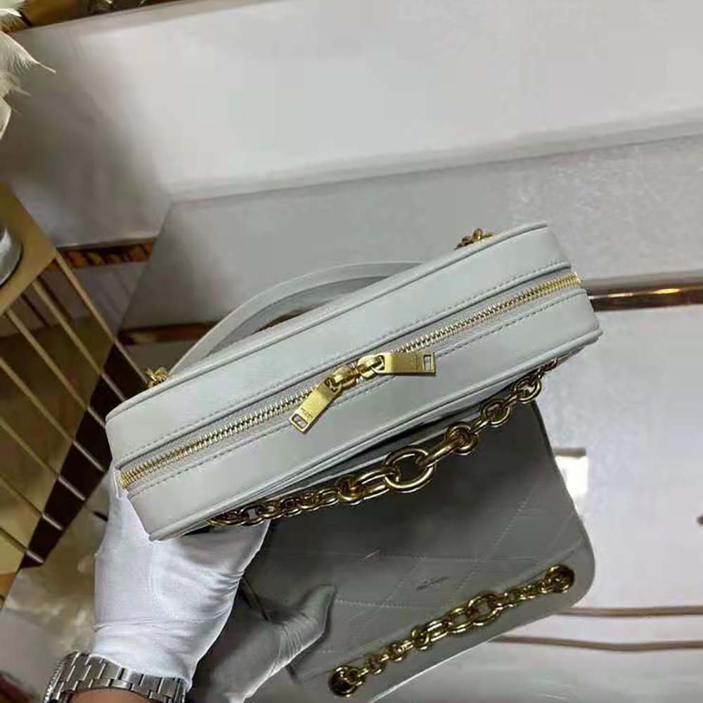 Saint Laurent YSL Women Le Maillon Small Chain Bag in Quilted Lambskin-White - image 6