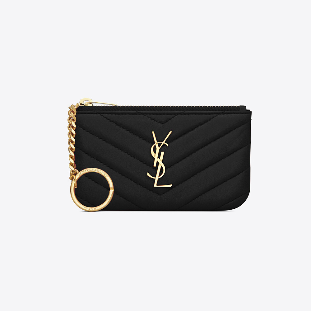 Saint Laurent YSL Women Monogram Key Pouch in Matelassé Leather - image 1