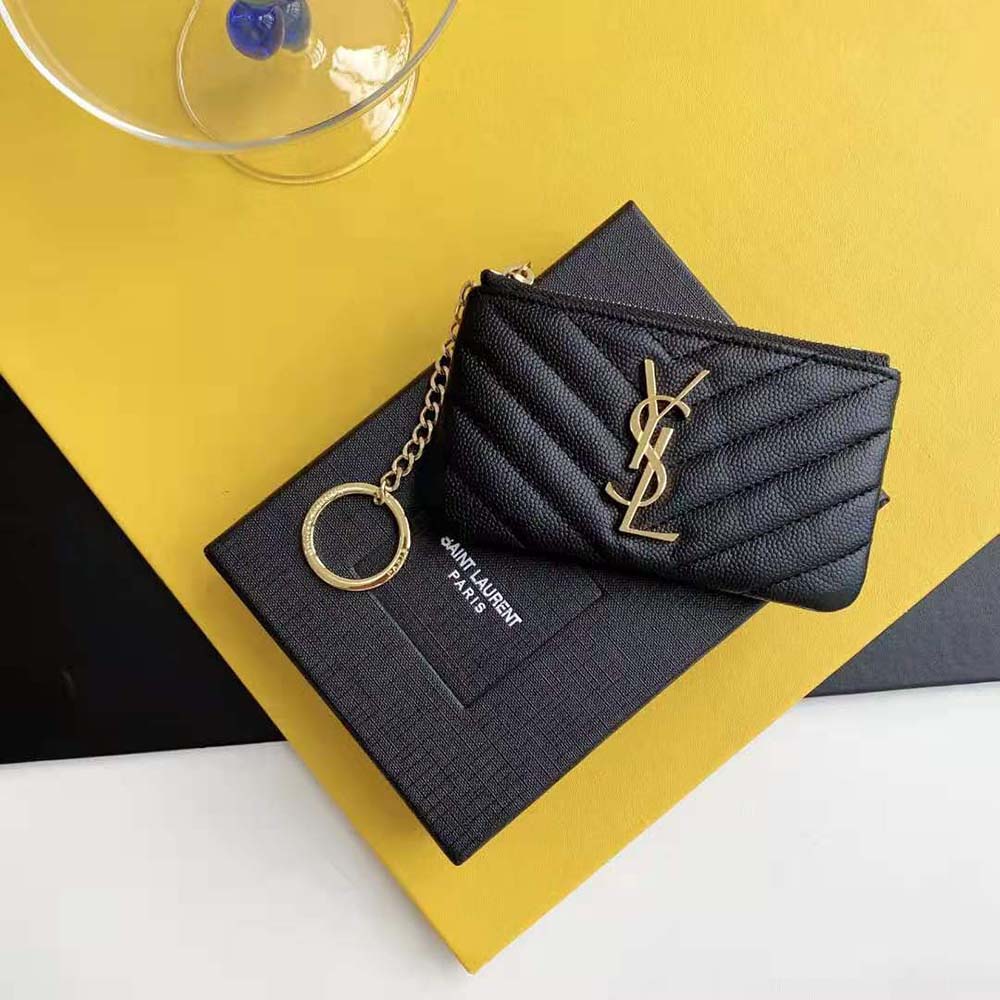 Saint Laurent YSL Women Monogram Key Pouch in Matelassé Leather - image 2