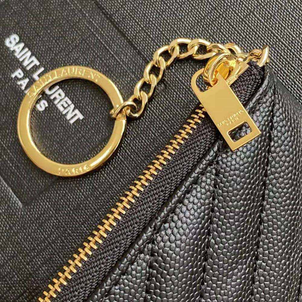 Saint Laurent YSL Women Monogram Key Pouch in Matelassé Leather - image 9