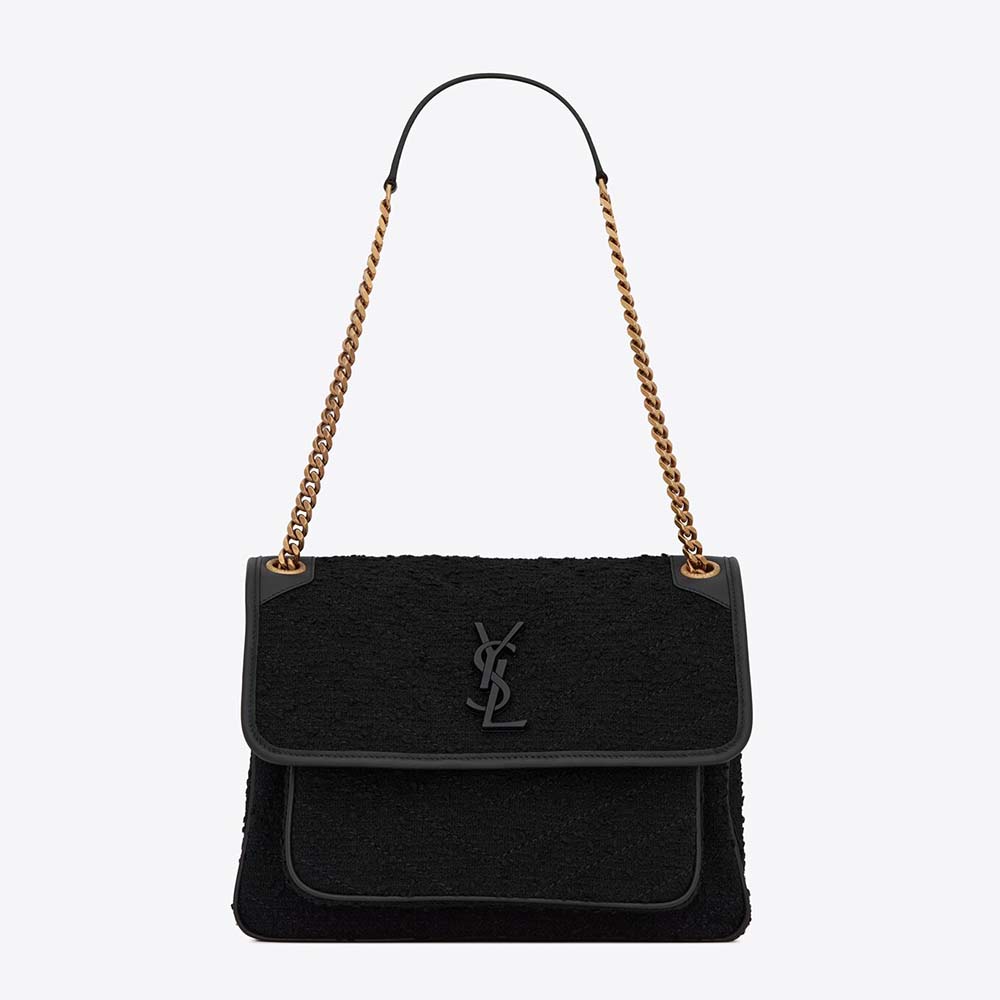 Saint Laurent YSL Women Niki Medium in Boucle Tweed and Smooth Leather - image 1