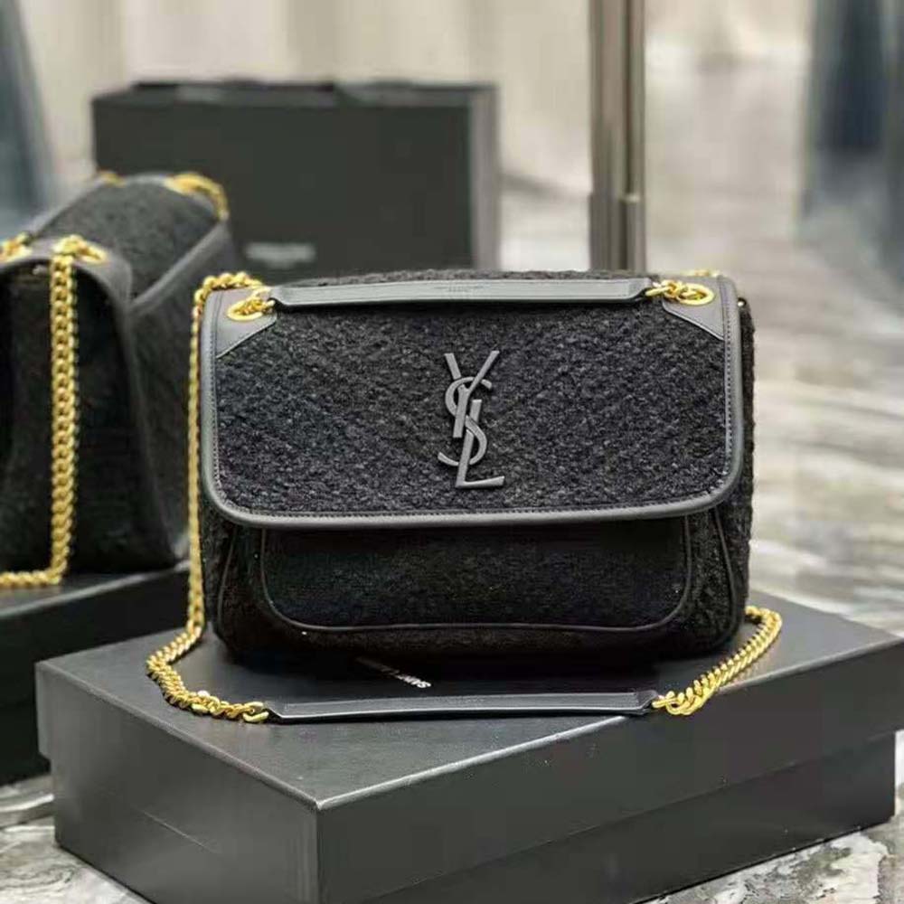 Saint Laurent YSL Women Niki Medium in Boucle Tweed and Smooth Leather - image 2
