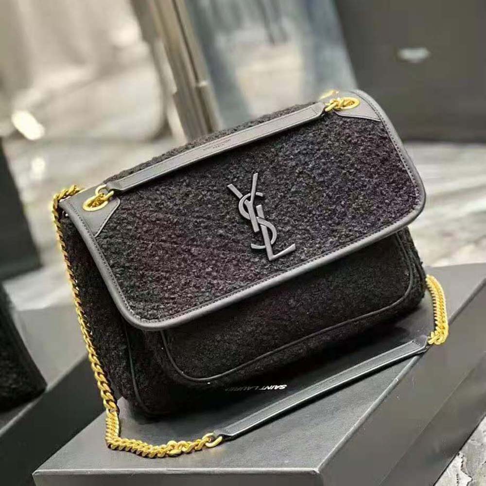 Saint Laurent YSL Women Niki Medium in Boucle Tweed and Smooth Leather - image 4
