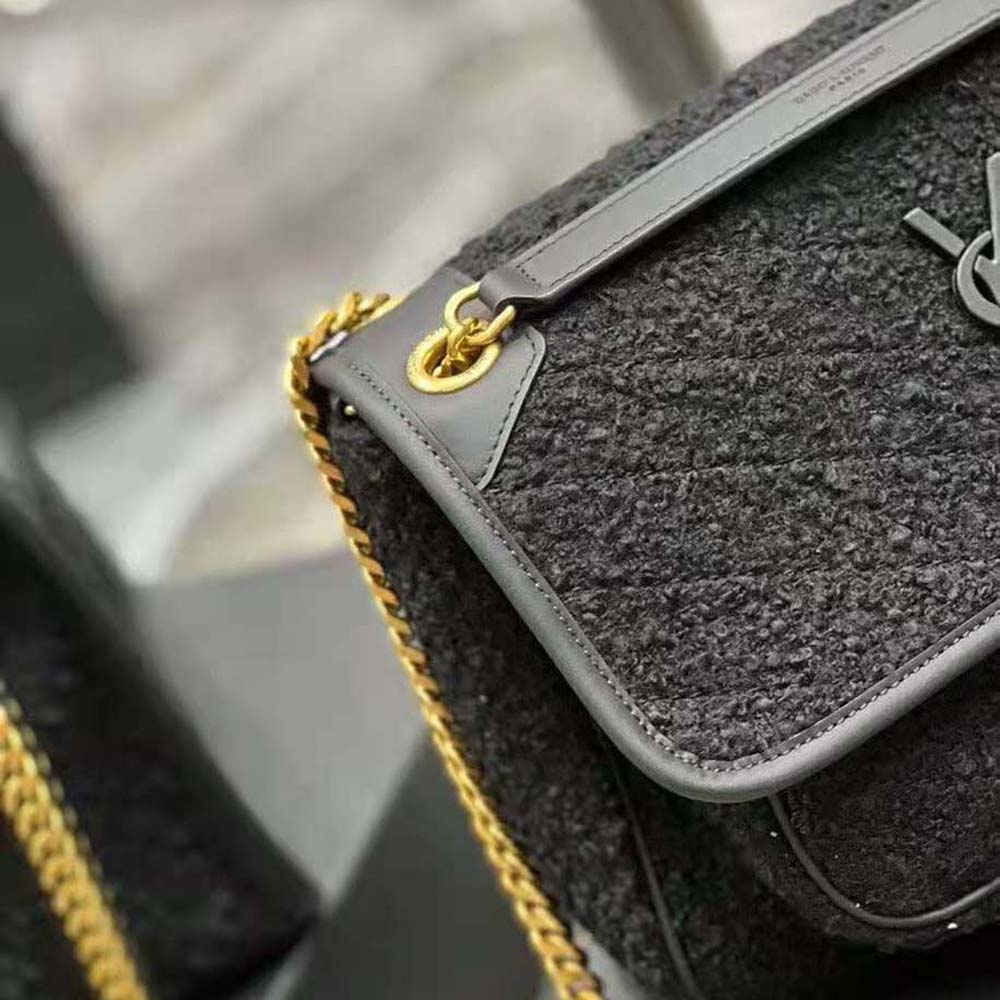Saint Laurent YSL Women Niki Medium in Boucle Tweed and Smooth Leather - image 10