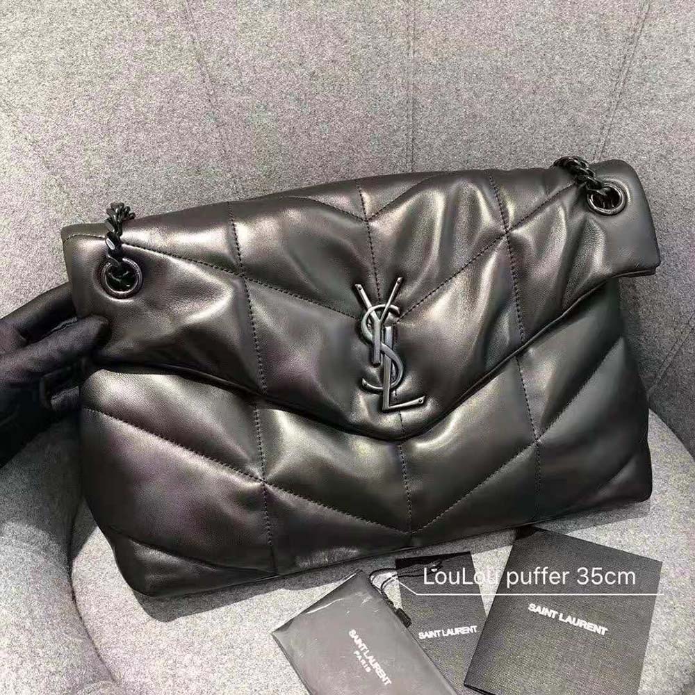 Saint Laurent YSL Women Puffer Medium Bag in Quilted Lambskin-Black - image 2