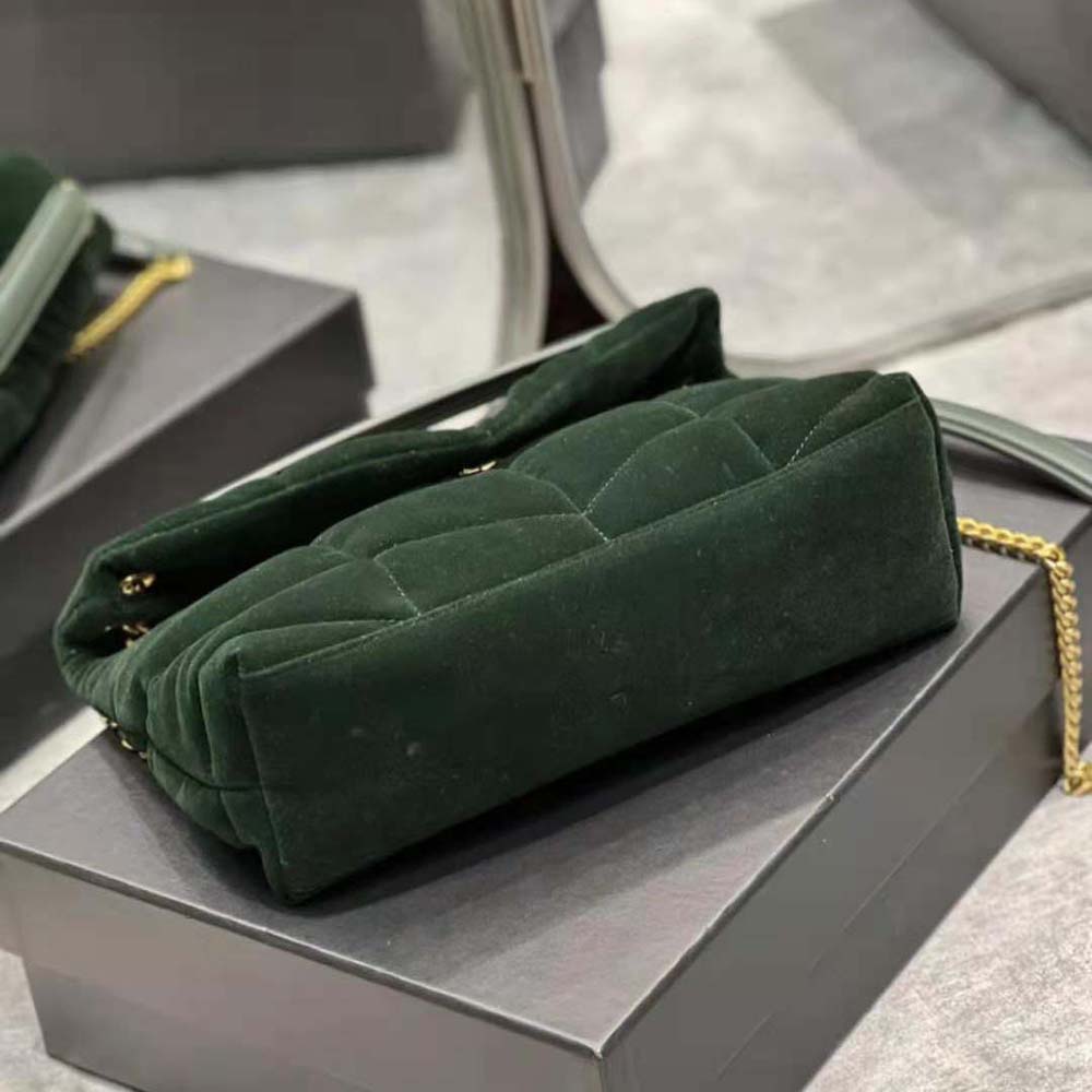 Saint Laurent YSL Women Puffer Small Bag in Velvet and Lambskin-Green - image 7