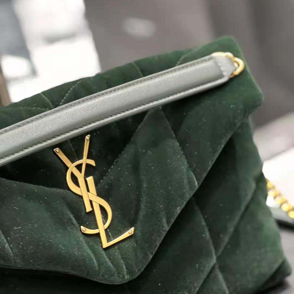 Saint Laurent YSL Women Puffer Small Bag in Velvet and Lambskin-Green - image 10