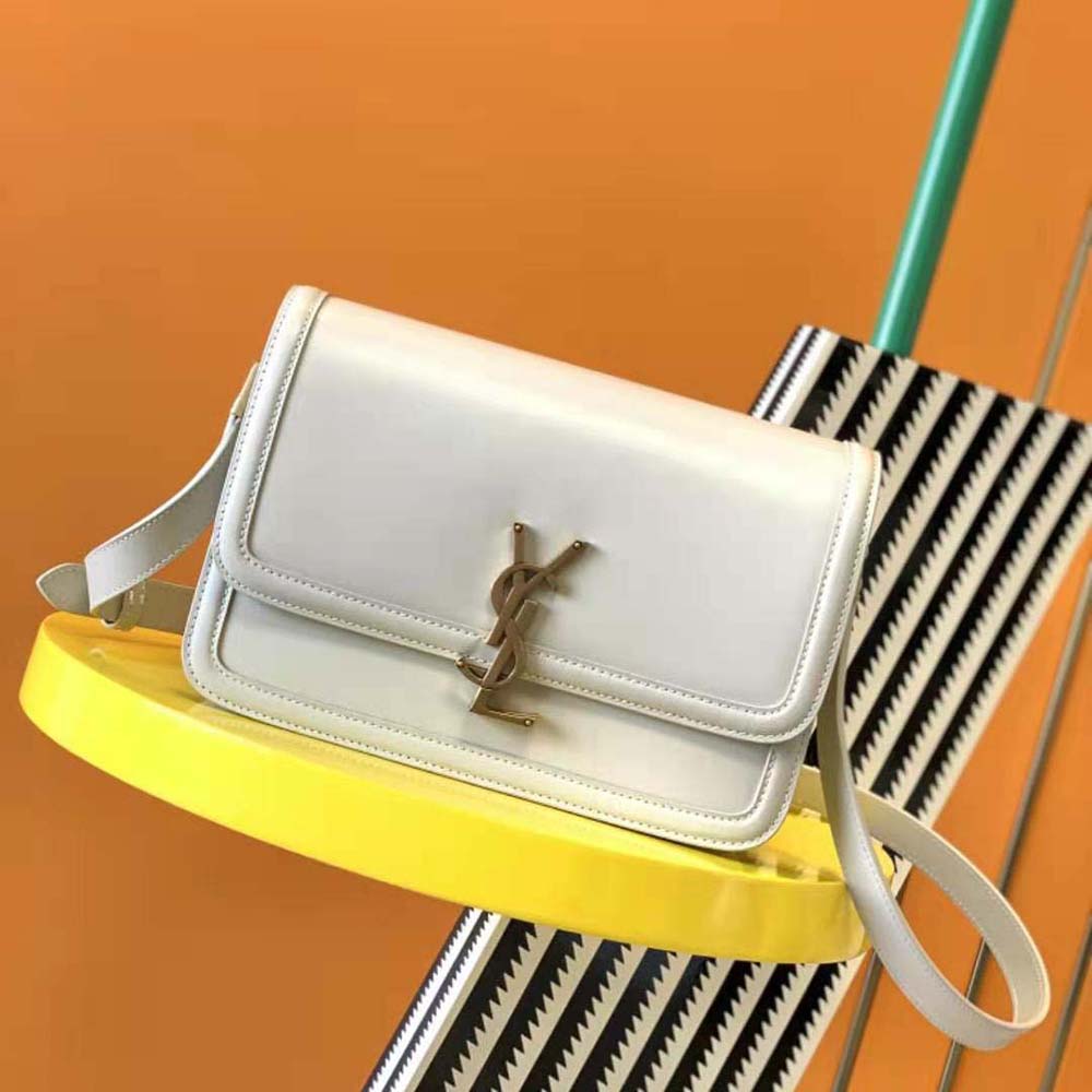 Saint Laurent YSL Women Solferino Medium Satchel in Box Saint Laurent Leather-White - image 2