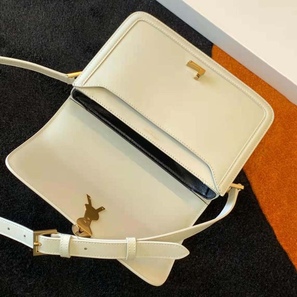 Saint Laurent YSL Women Solferino Medium Satchel in Box Saint Laurent Leather-White - image 4