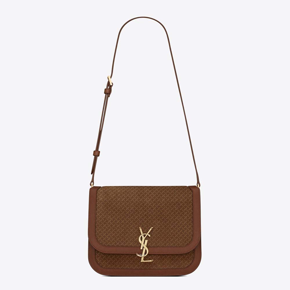 Saint Laurent YSL Women Solferino Medium Satchel in Leather and a Braided Suede Print - image 1