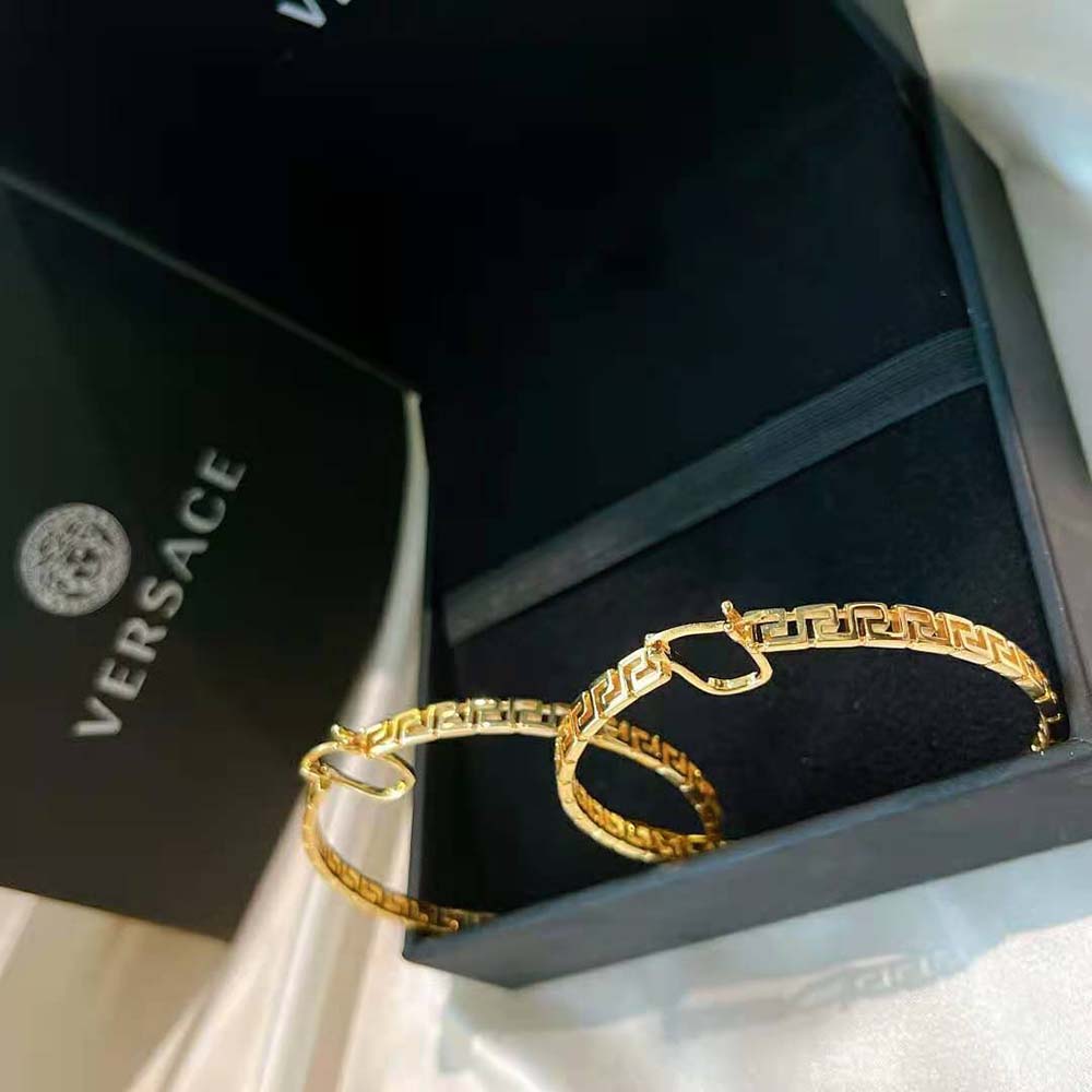 Versace Women Large Greca Hoop Earrings-Gold - image 9
